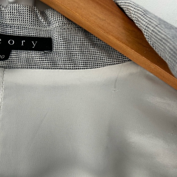 THEORY Light Gray Checkered One Button Blazer - Picture 6 of 6